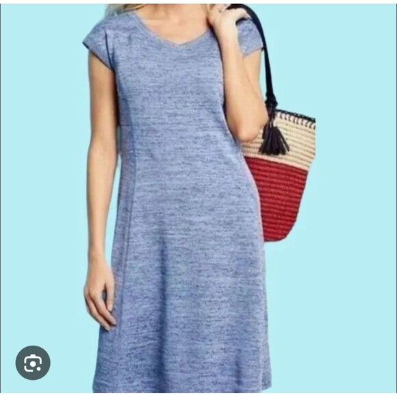 Talbots Dress Womens Large Petite Blue Short Sleeve Knit Pullover Casual Soft LP - Picture 1 of 7
